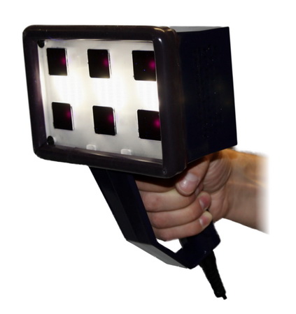 UVED 6SW UV-LED Schwarzlicht-Handlampe mit zweistufig zuschaltbarem Weißlicht zur zerstörungsfreien Materialprüfung (ZfP) zur Triebwerks-Überholung und zum Riboflavin-Test-353