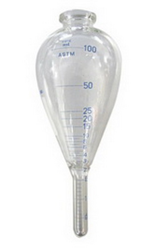 ASTM-Birne (Sedimentationsglas) zur Kontrolle des Magnetpulveranteils in Prüfmitteln